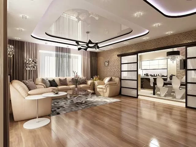 просторная современная комната отдыха