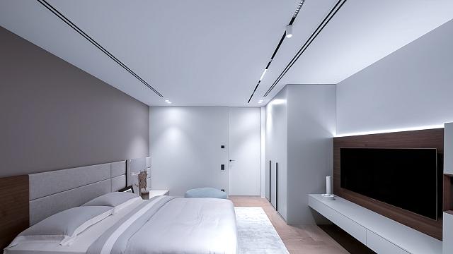 Натяжной потолок с треками 