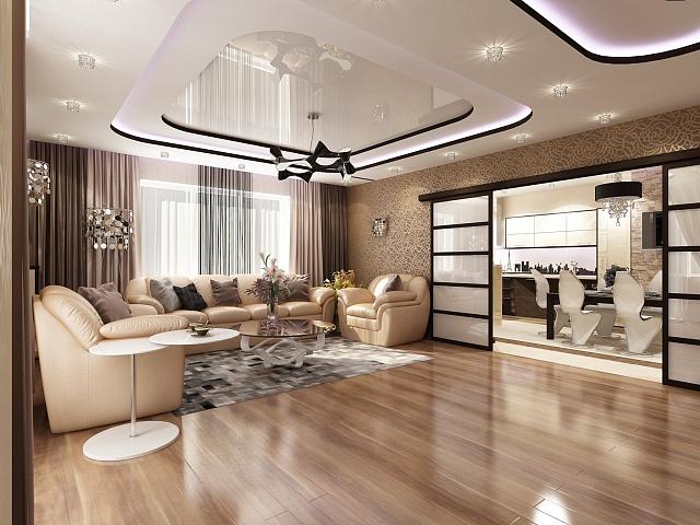 просторная современная комната отдыха