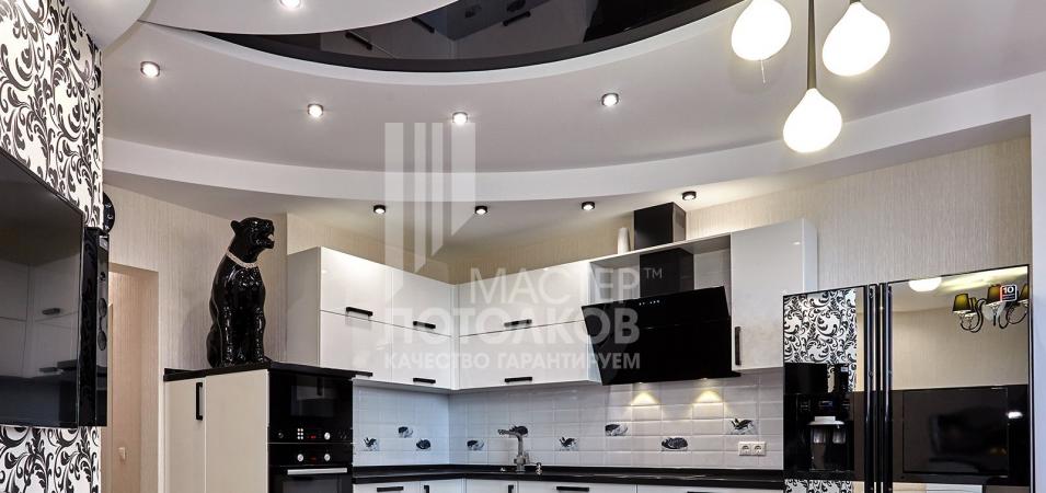 интерьер современной чёрно-белой кухни